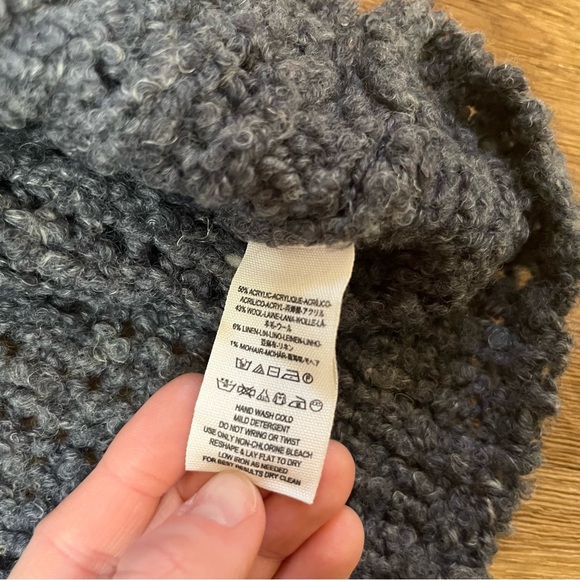 Free People Wool, Linen, Mohair Blend Gray and Red Cowl Neck Chunky Sweater - Picture 5 of 10